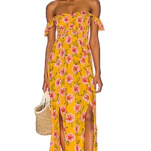 Tiare Hawaii Strapless Yellow Floral Dress